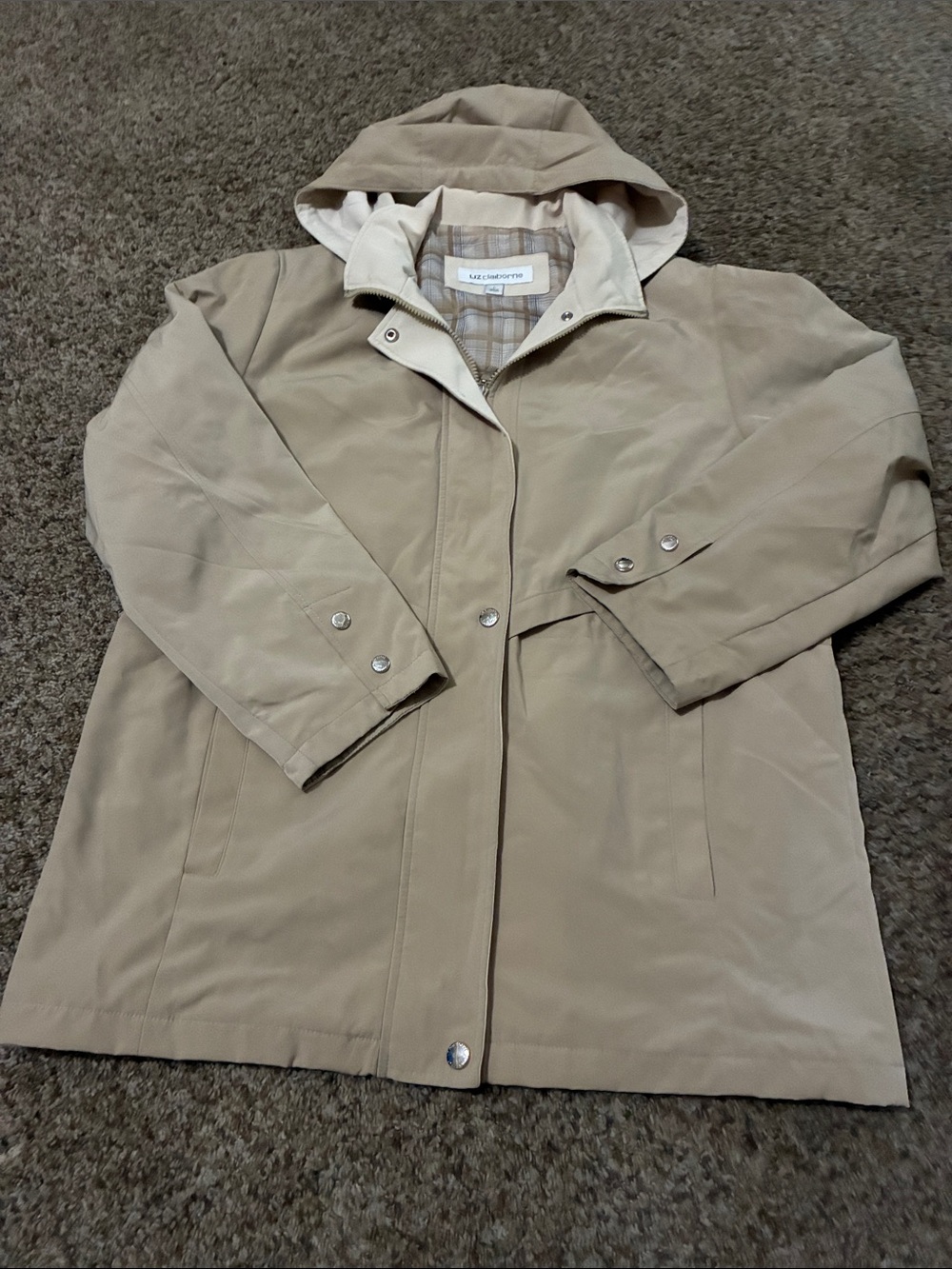 Liz Claiborne Women's Hooded Trench Coat - Tan